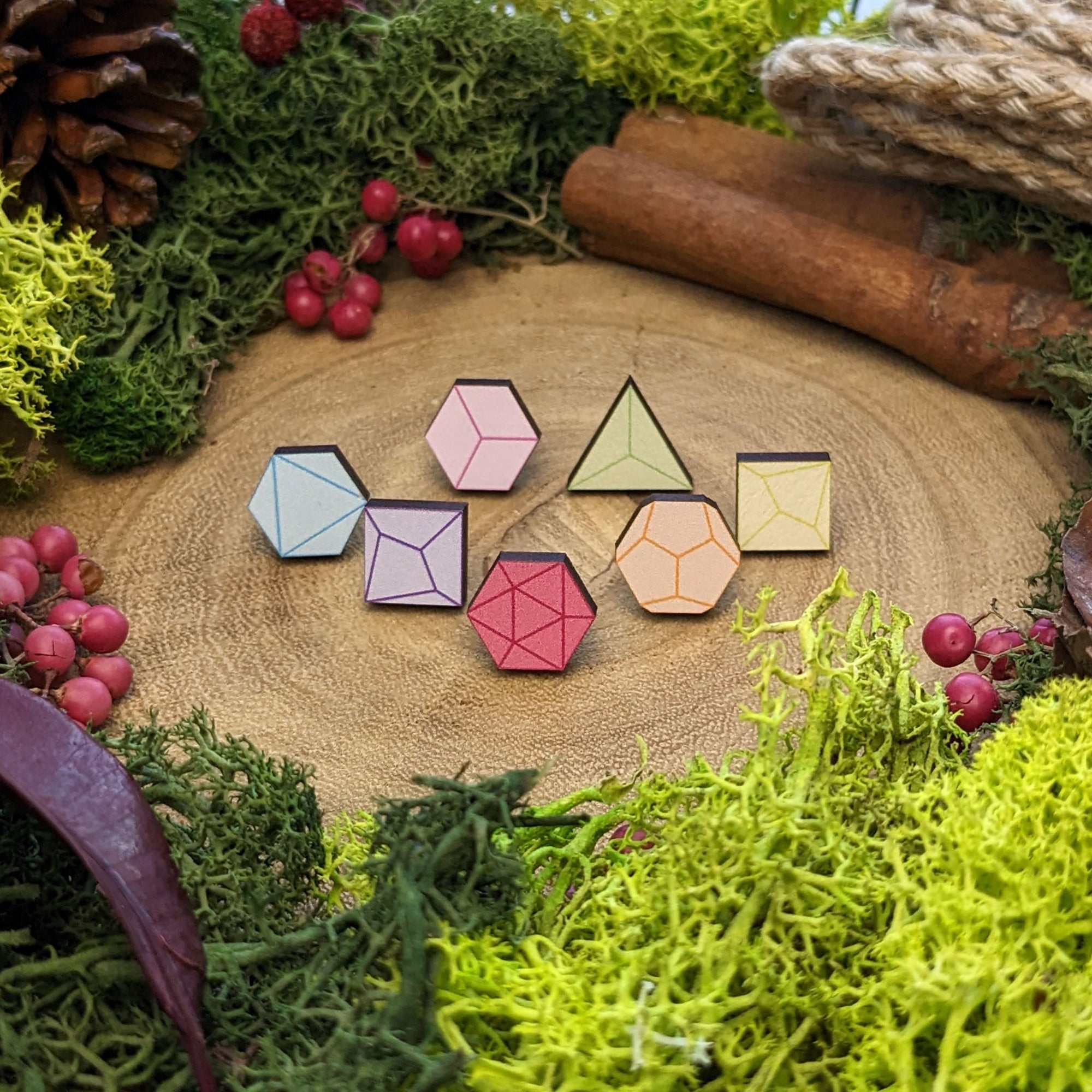 Polyhedral Dice | Wooden Earring Set