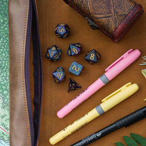 Brown Leather Roll Up Dice Mat & Storage