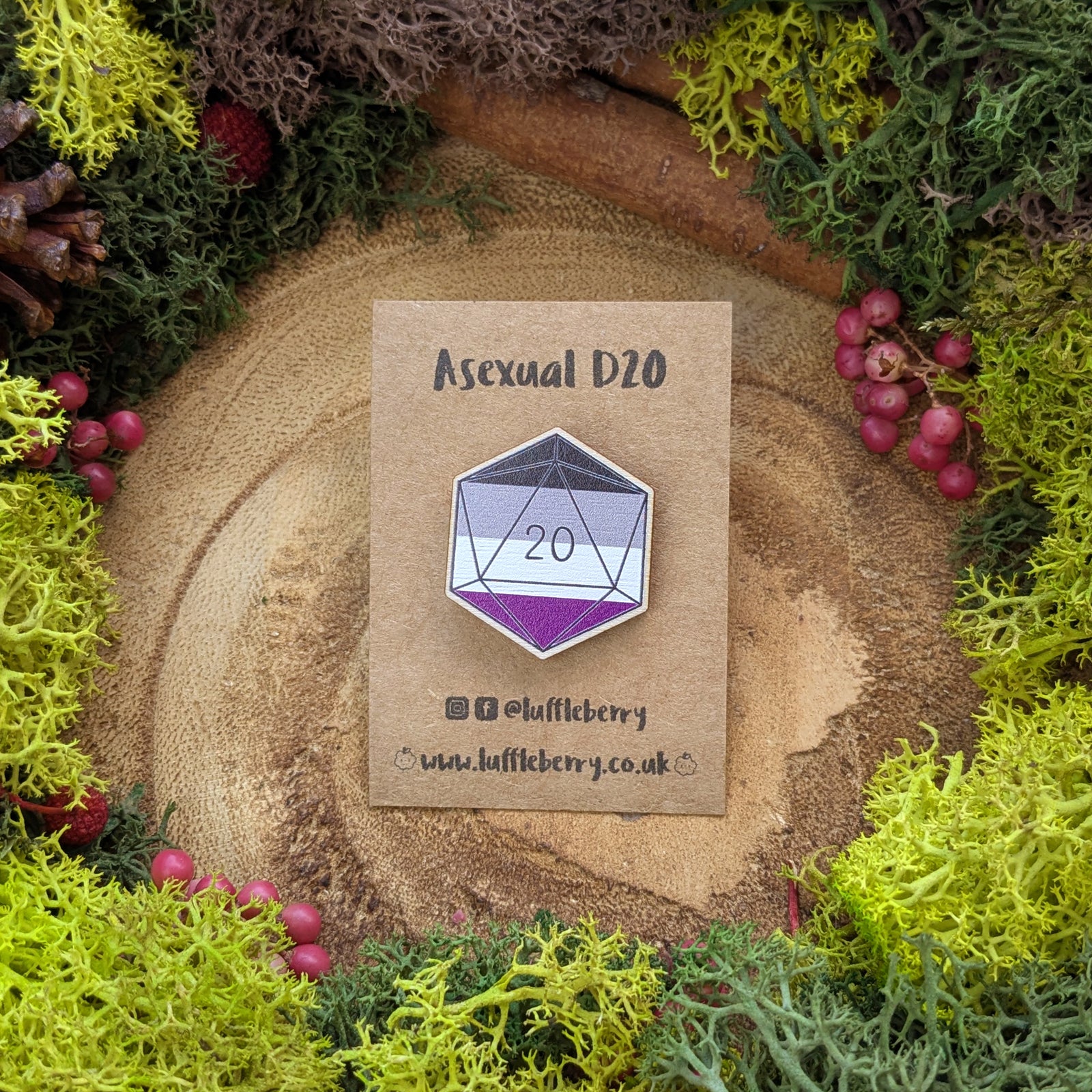 Asexual Pride D20 Pin Badge