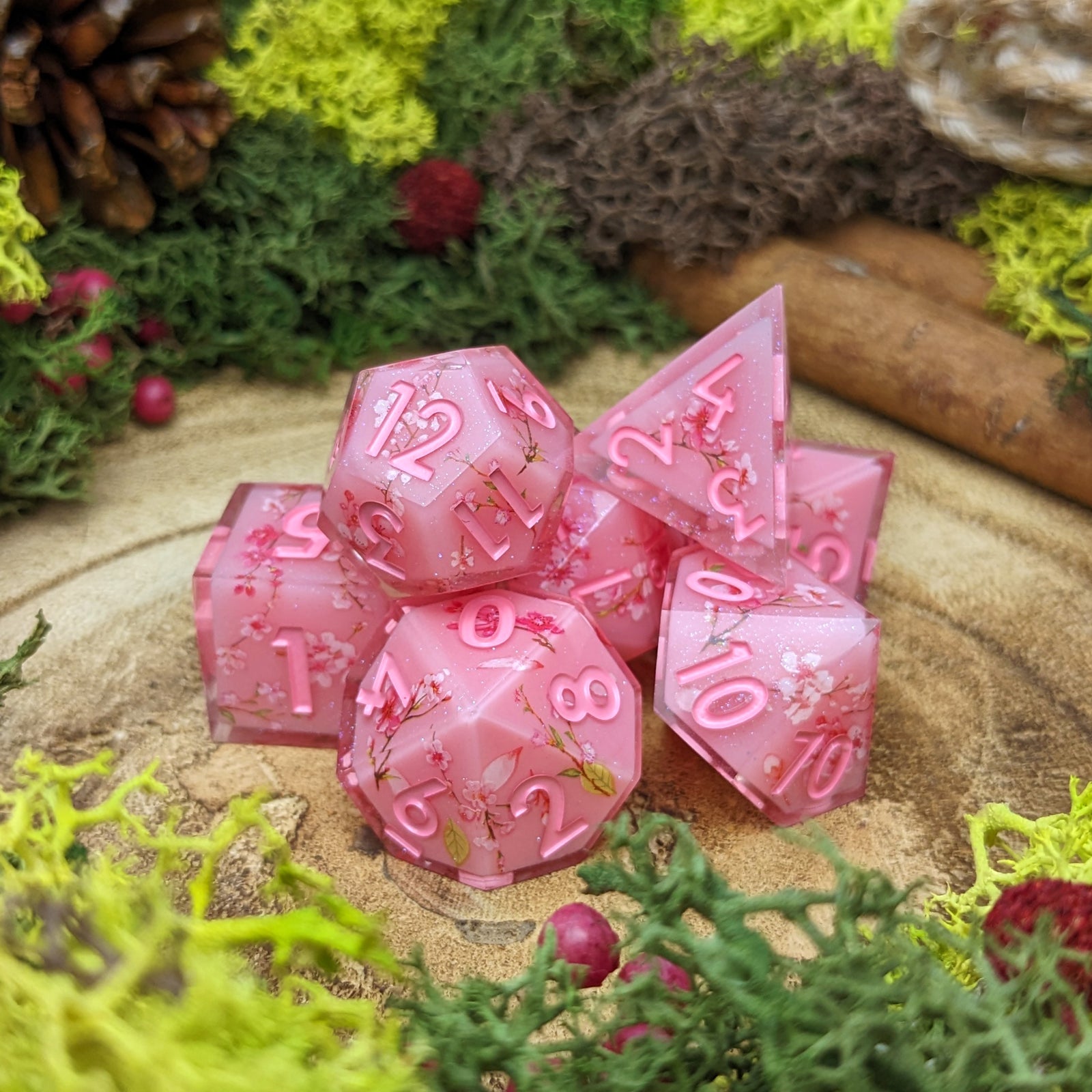 Cherry Blossom | Sharp Edge Dice - Dice Set - Luffleberry