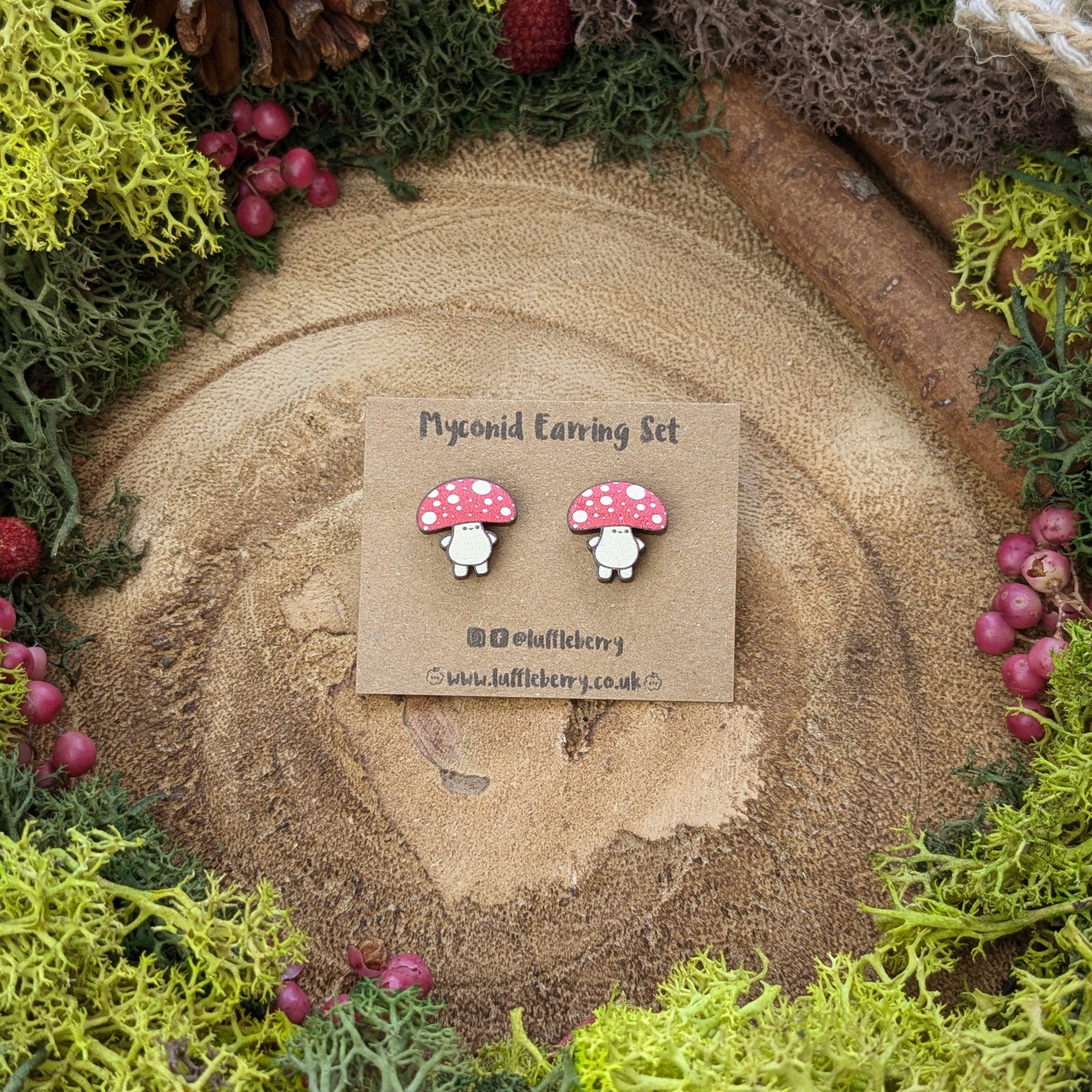 Myconid | Wooden Earrings - Earrings - Luffleberry