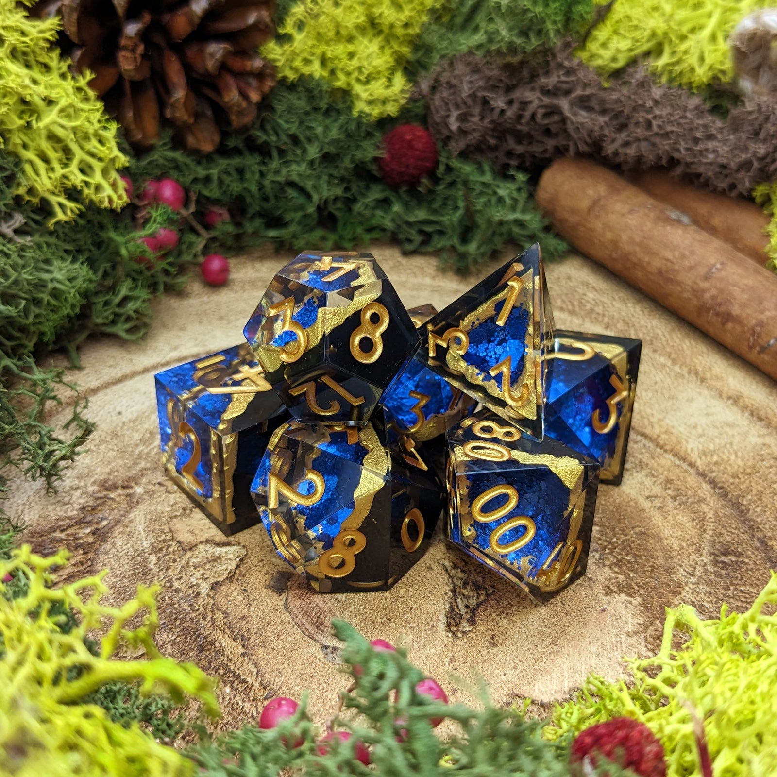 Cobalt Geode | Sharp Edge Dice - Dice Set - Luffleberry