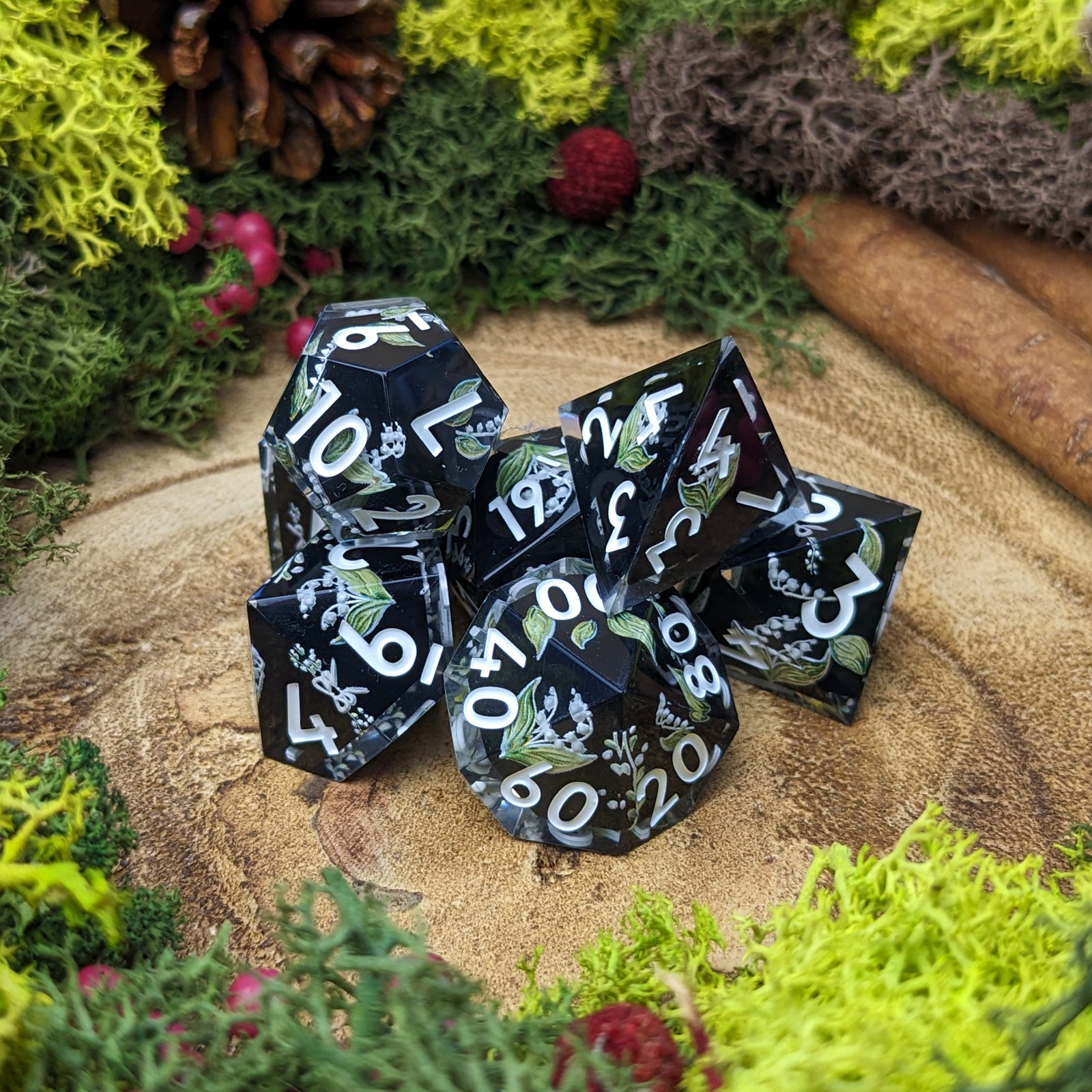 Lily of the Valley | Sharp Edge Dice - Dice Set - Luffleberry