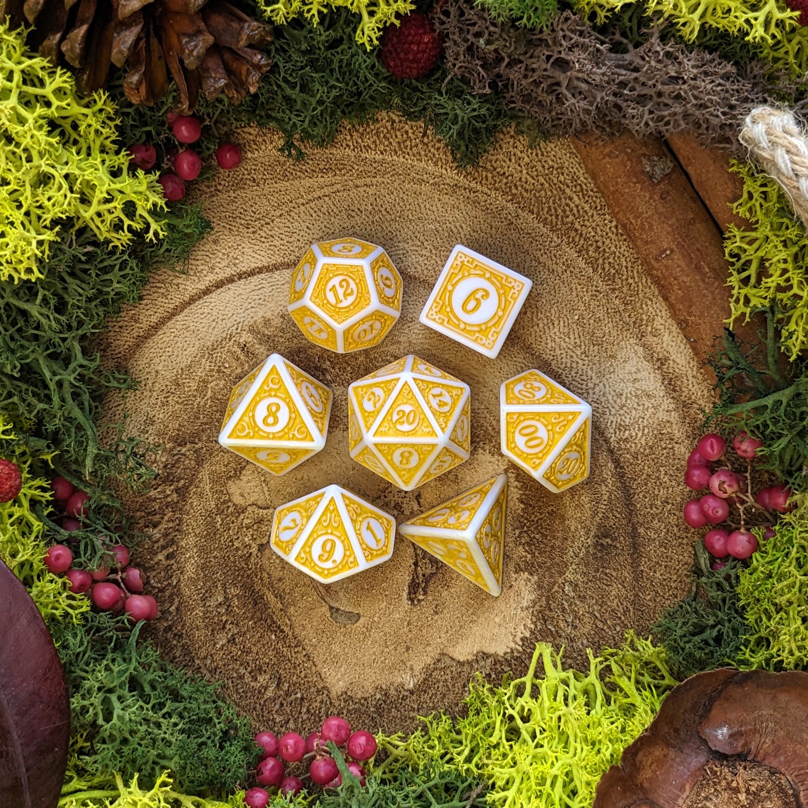 Ochre Lattice - Dice Set - Luffleberry