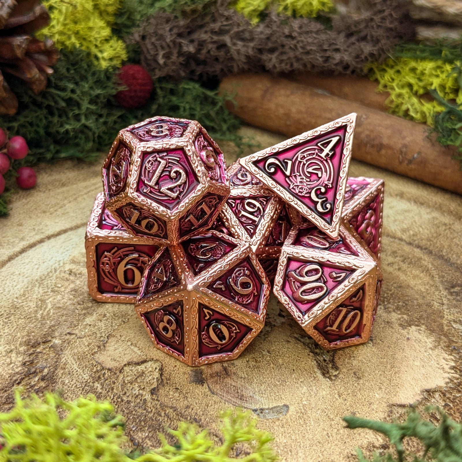 Rose Gold Rhapsody | Metal Dice - Dice Set - Luffleberry