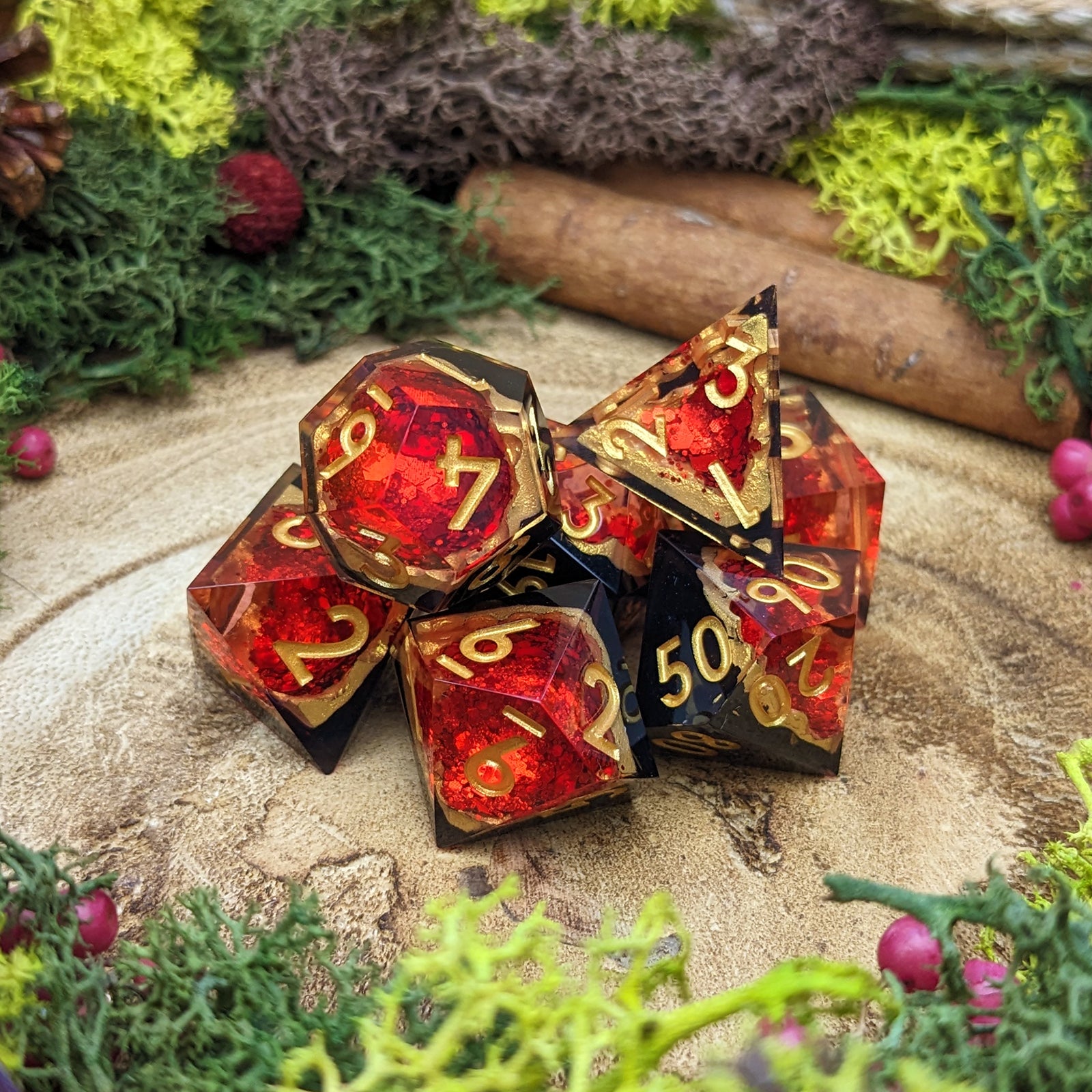 Ruby Geode | Sharp Edge Dice - Dice Set - Luffleberry