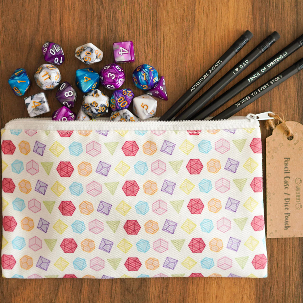 D&D Pastel Dice Pencil Case / Dice Pouch - Dice Set - Luffleberry
