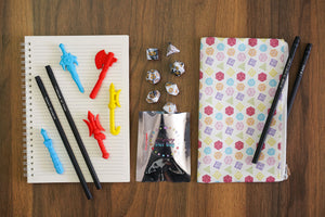 D&D Starter Set | Dice Set, Notebook, Pencils, Pencilcase & Eraser | Letterbox Size