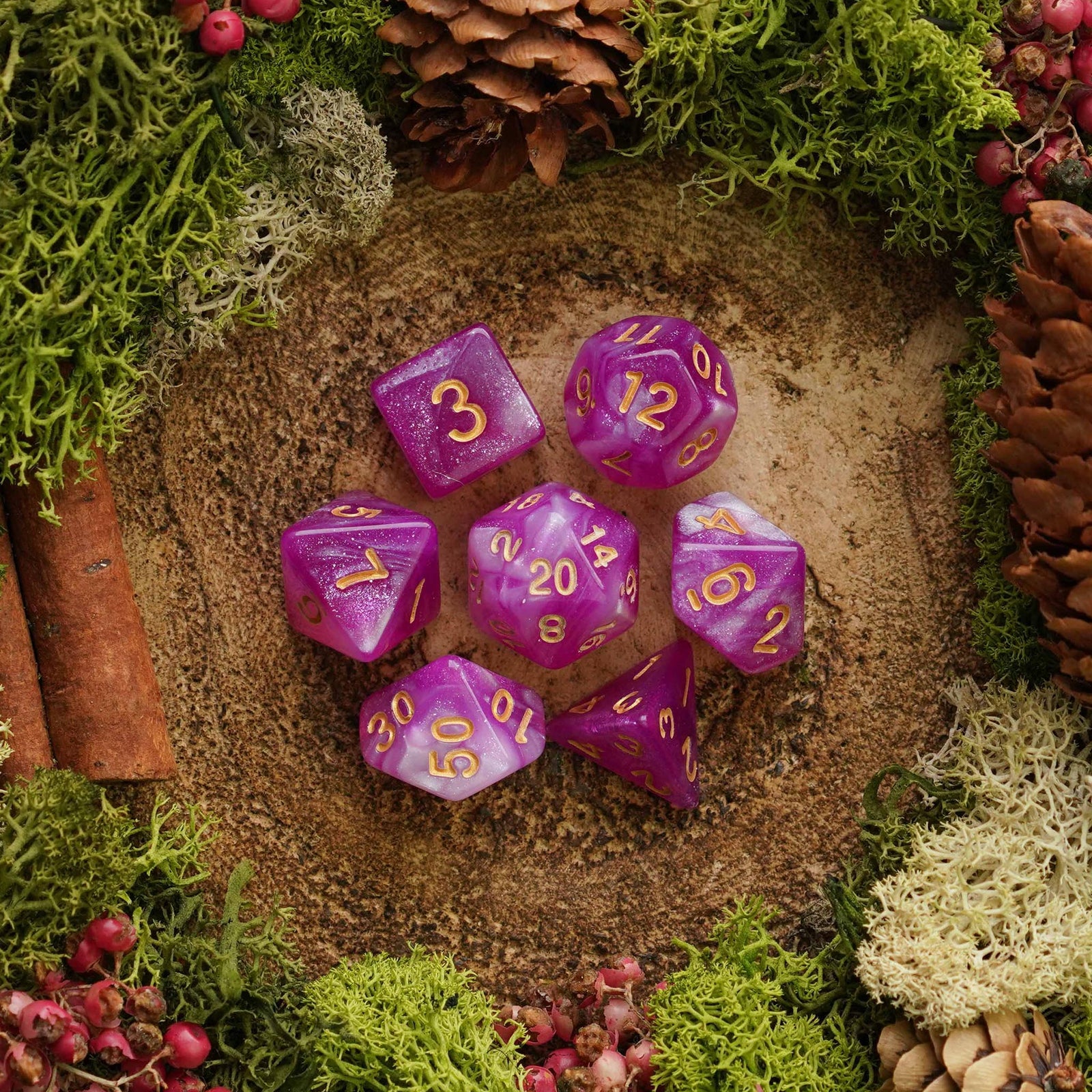 Cerise Sparkle - Dice Set - Luffleberry