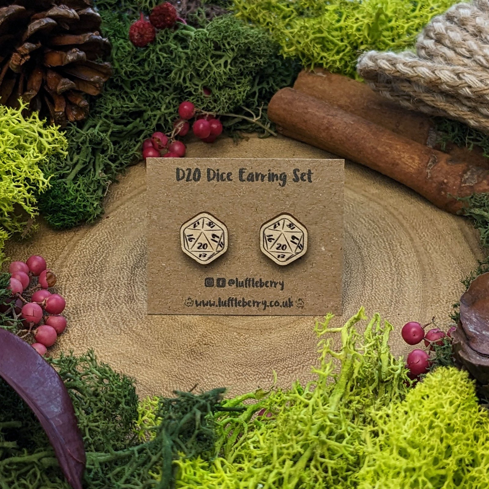 D20 Dice | Wooden Earrings - Earrings - Luffleberry