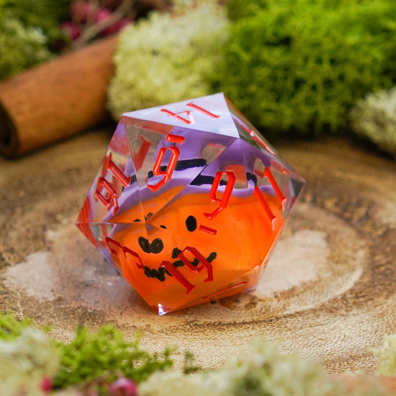 Chonky Boi D20 Pumpkin and Skull Dice - Dice Set - Luffleberry