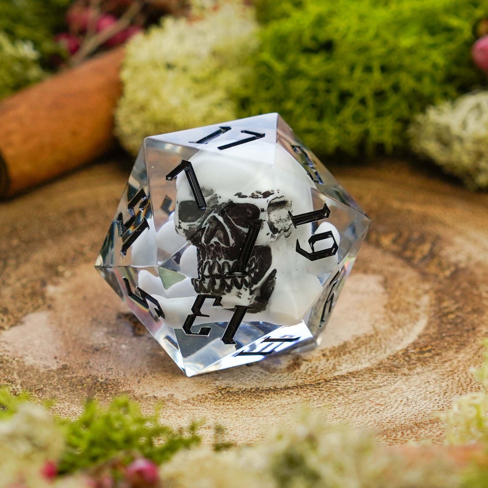 Chonky Boi D20 Pumpkin and Skull Dice - Dice Set - Luffleberry