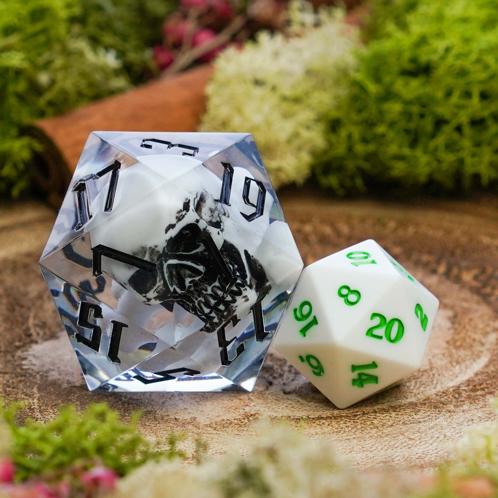 Chonky Boi D20 Pumpkin and Skull Dice - Dice Set - Luffleberry