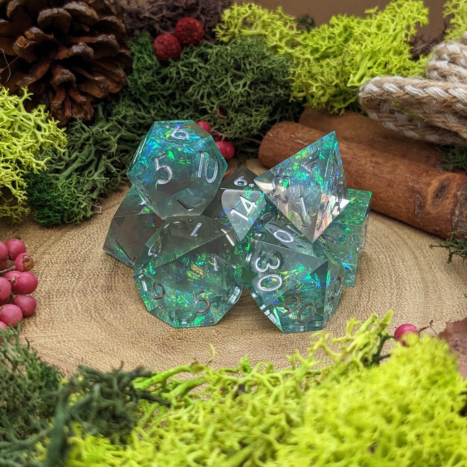 Divine Reverie | Sharp Edge Resin Dice - Dice Set - Luffleberry