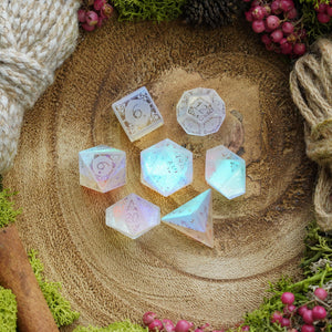 Frosted Rainbow Prism Dichroic Glass Dice Set
