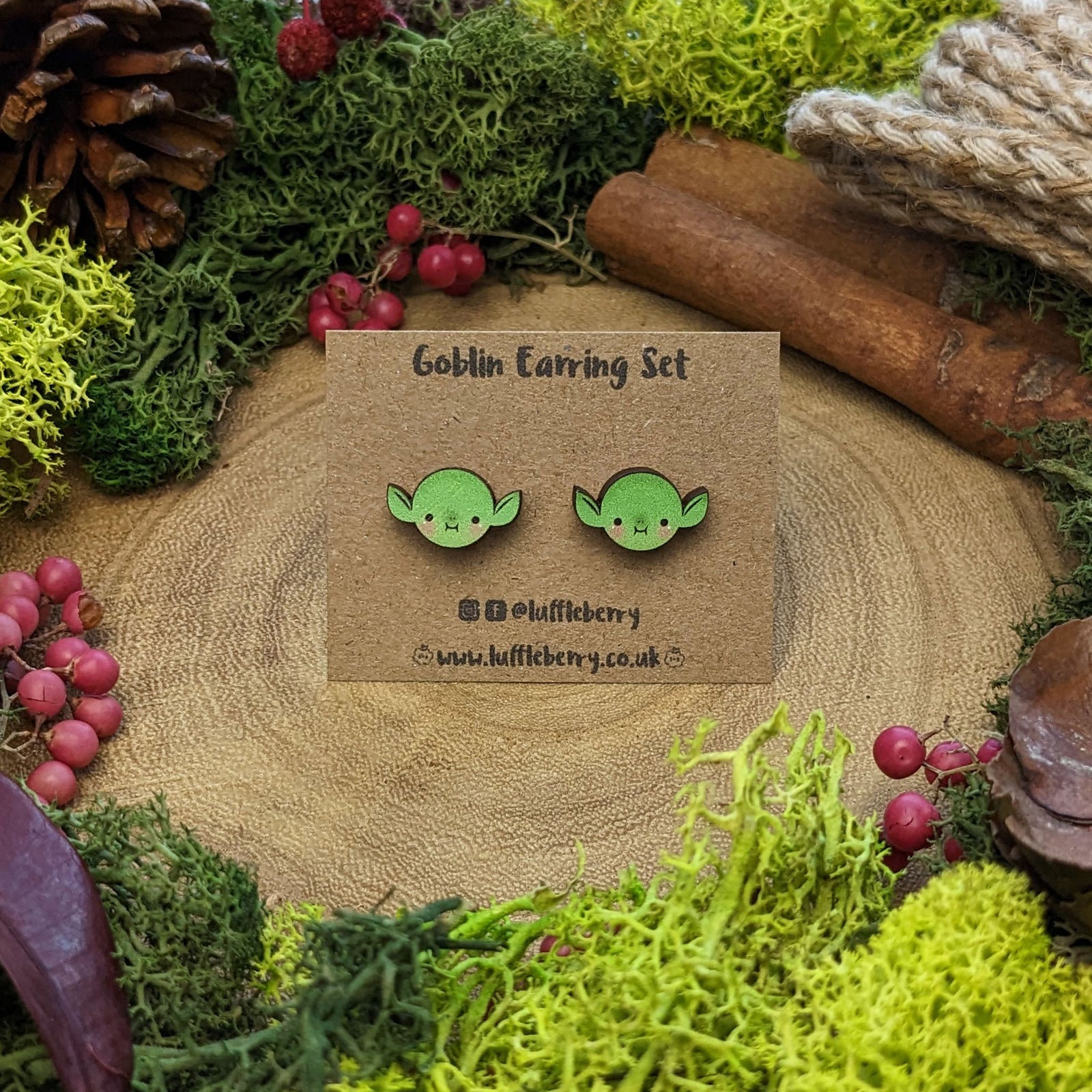 "Droop" The Goblin | Wooden Earrings - Earrings - Luffleberry