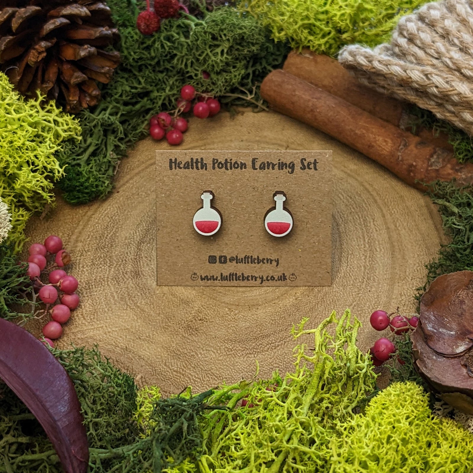 Healing Potion | Wooden Earrings - Earrings - Luffleberry