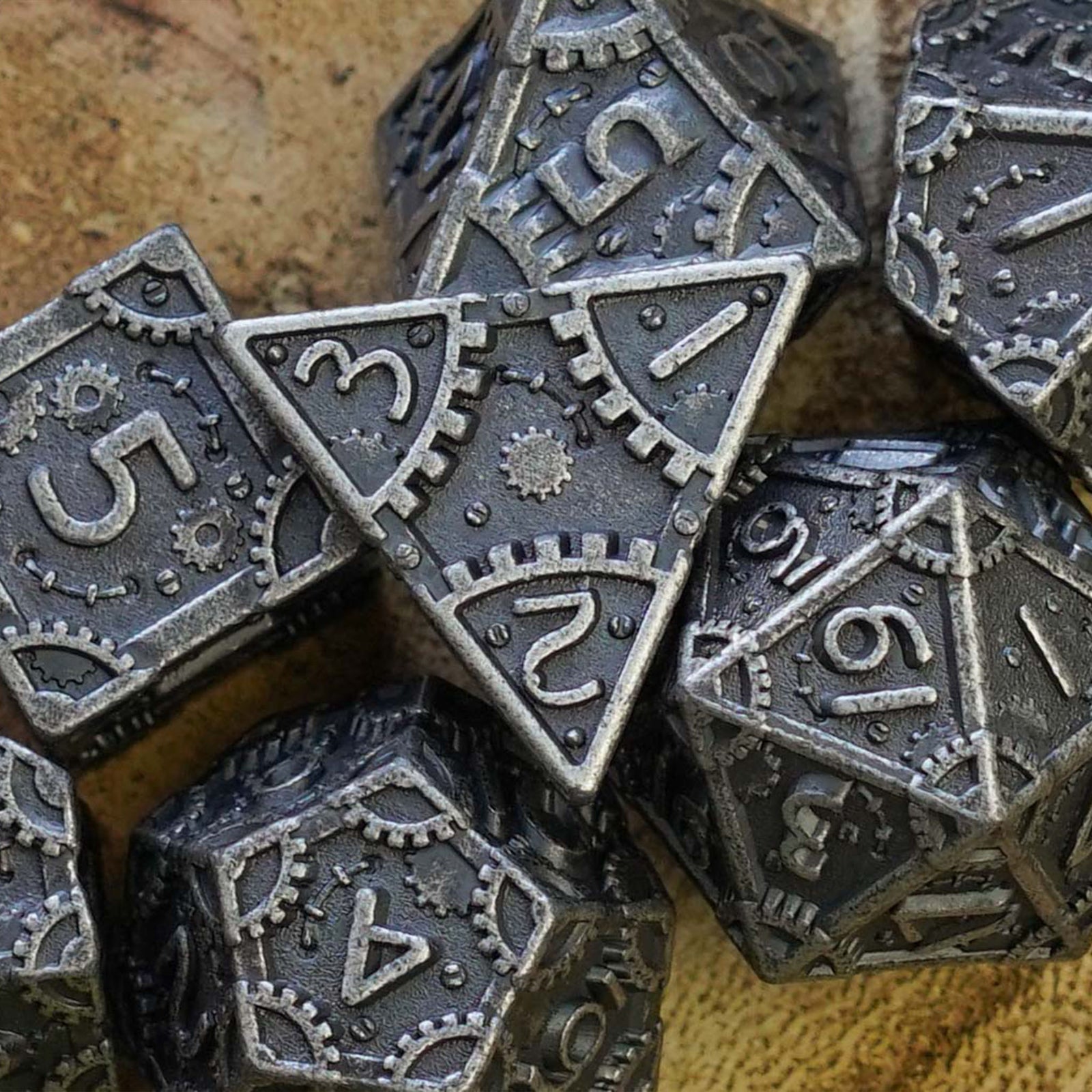 Iron Cog Metal Dice | Metal Dice - Dice Set - Luffleberry