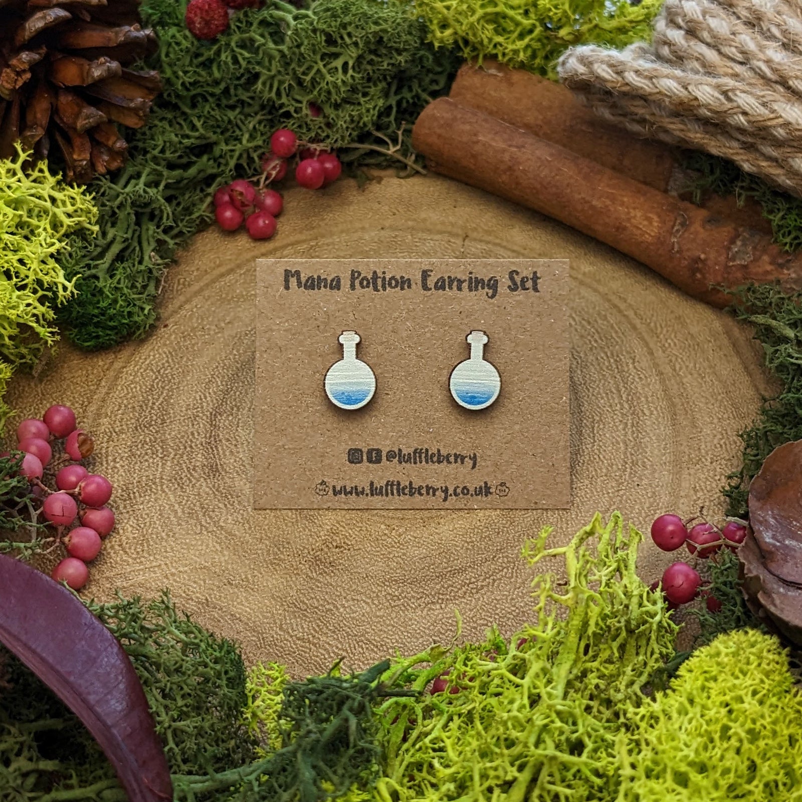Mana Potion | Wooden Earrings - Earrings - Luffleberry