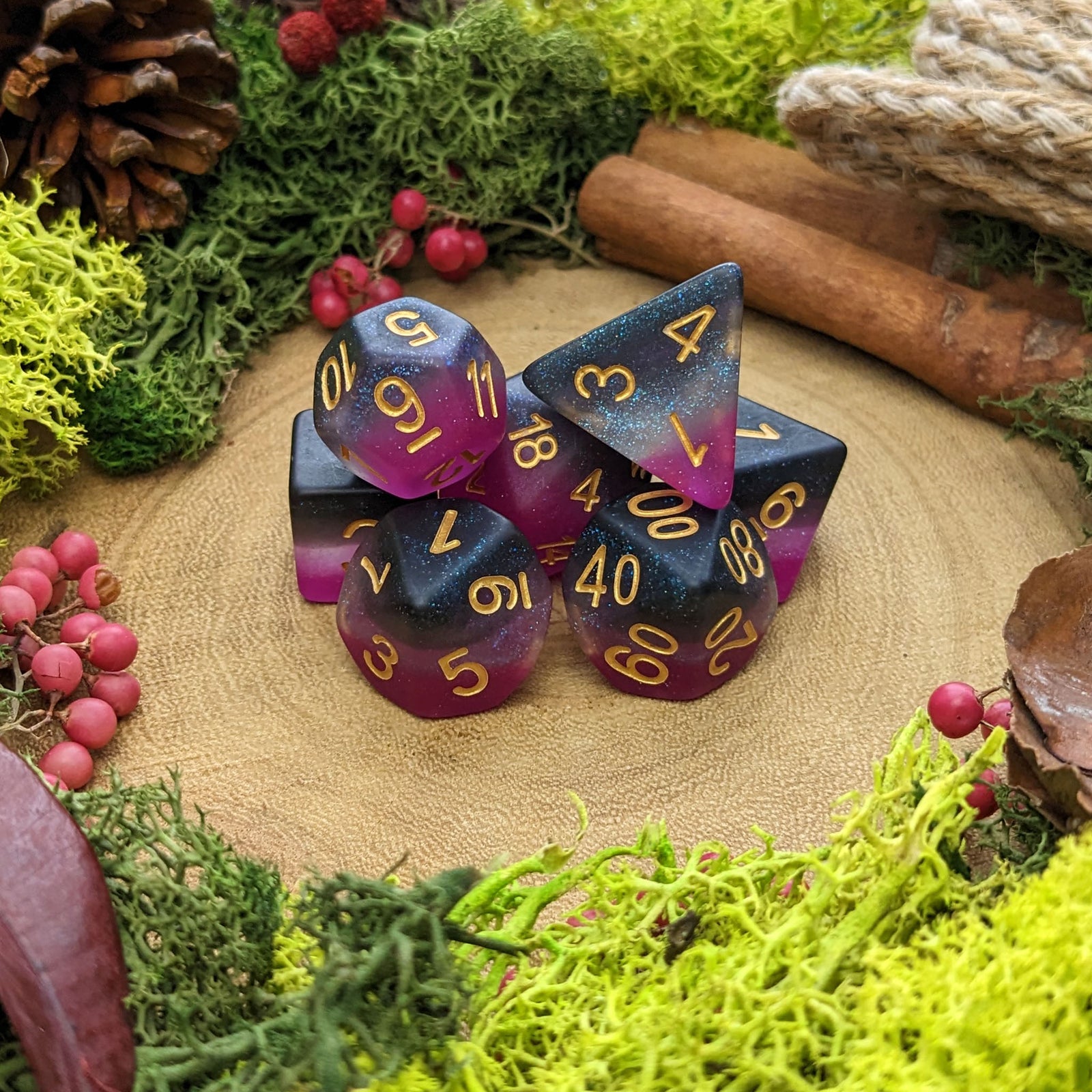 Midnight Amaranth | Asexual Pride - Dice Set - Luffleberry