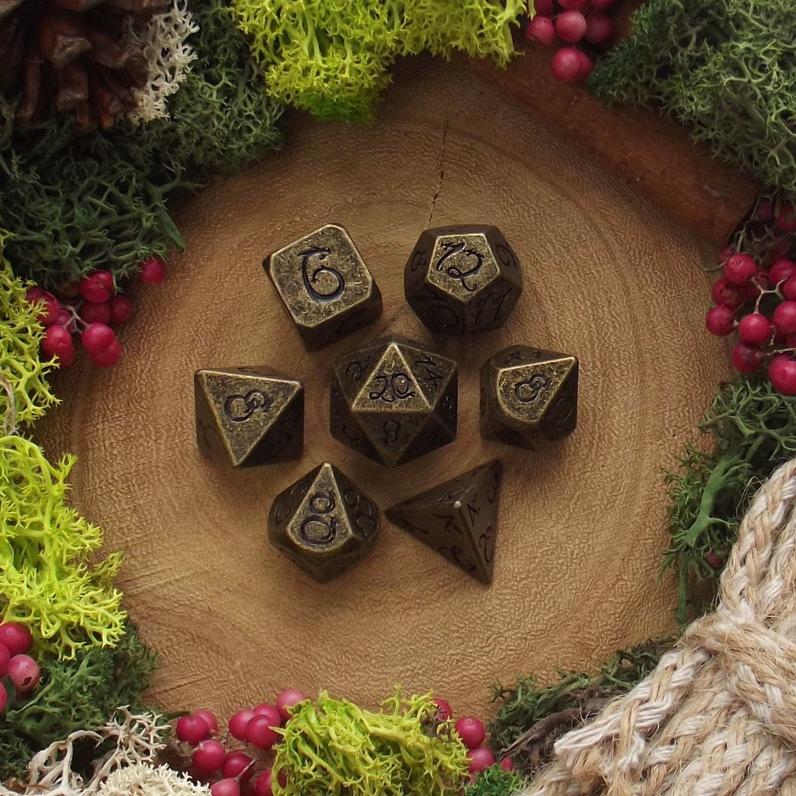 Ancient Bronze Dragon | Metal Dice - Dice Set - Luffleberry