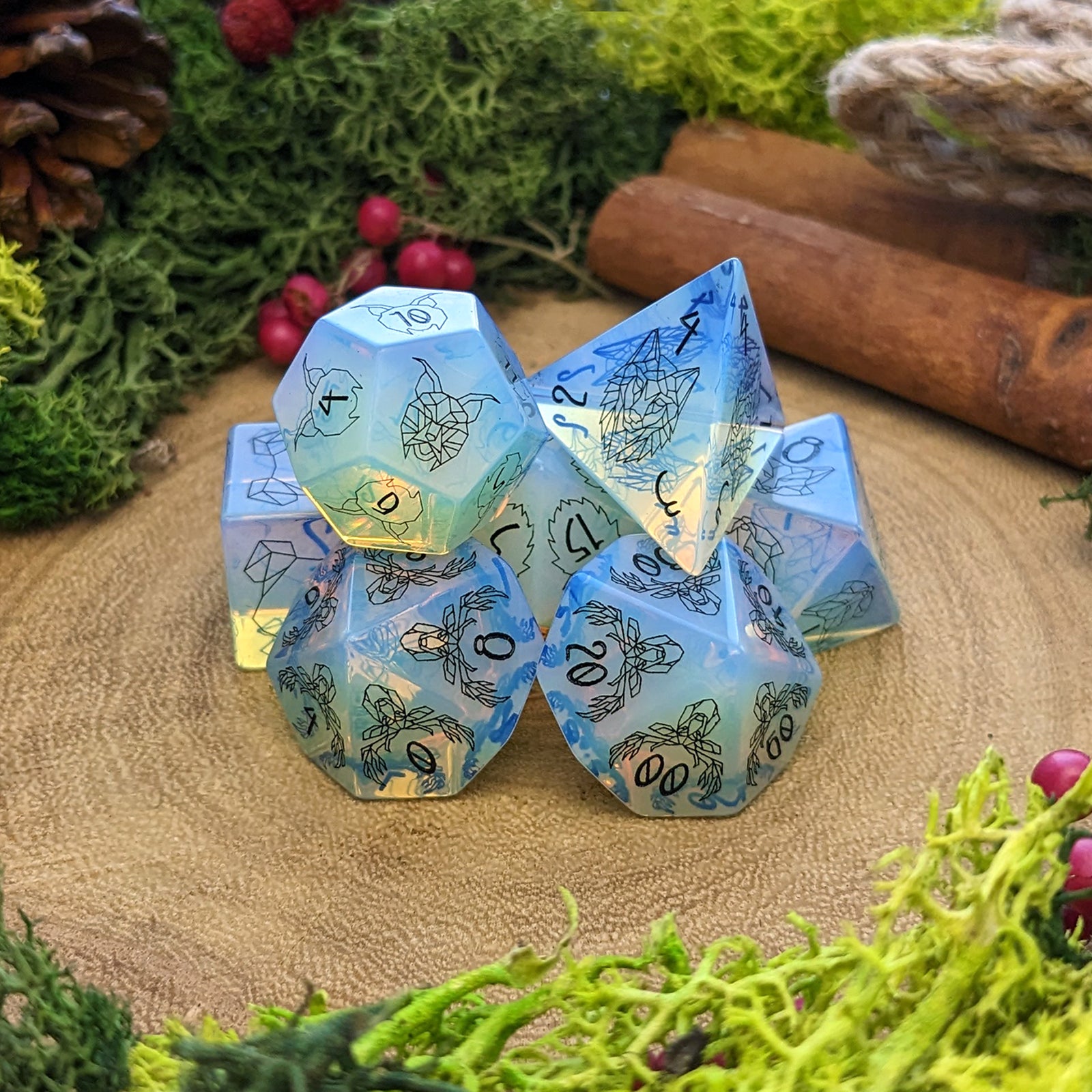Opalite Wildheart | Gemstone Dice - Dice Set - Luffleberry