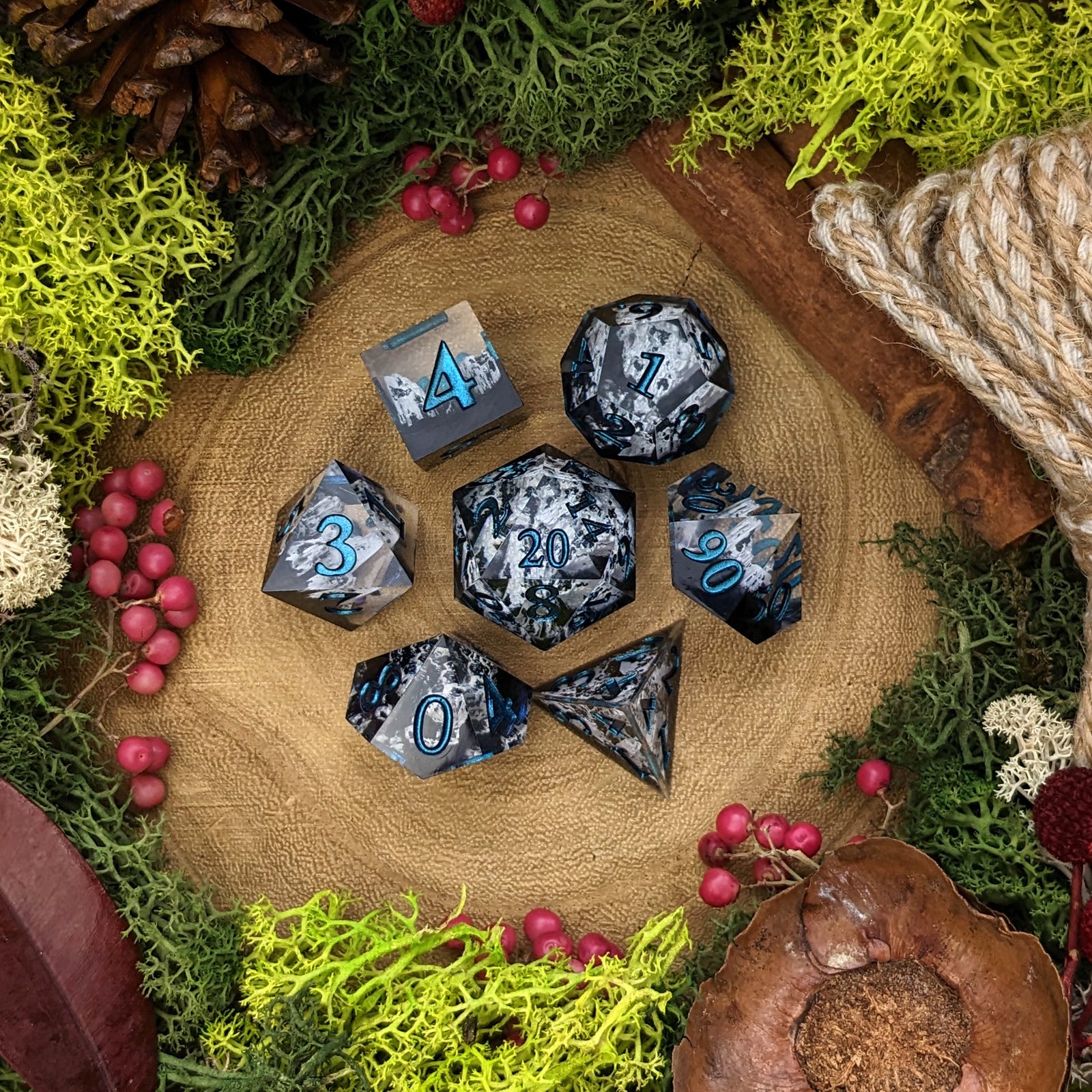 Snowy Mountains | Sharp Edge Resin 'B Grade' Dice Seconds - Dice Set - Luffleberry