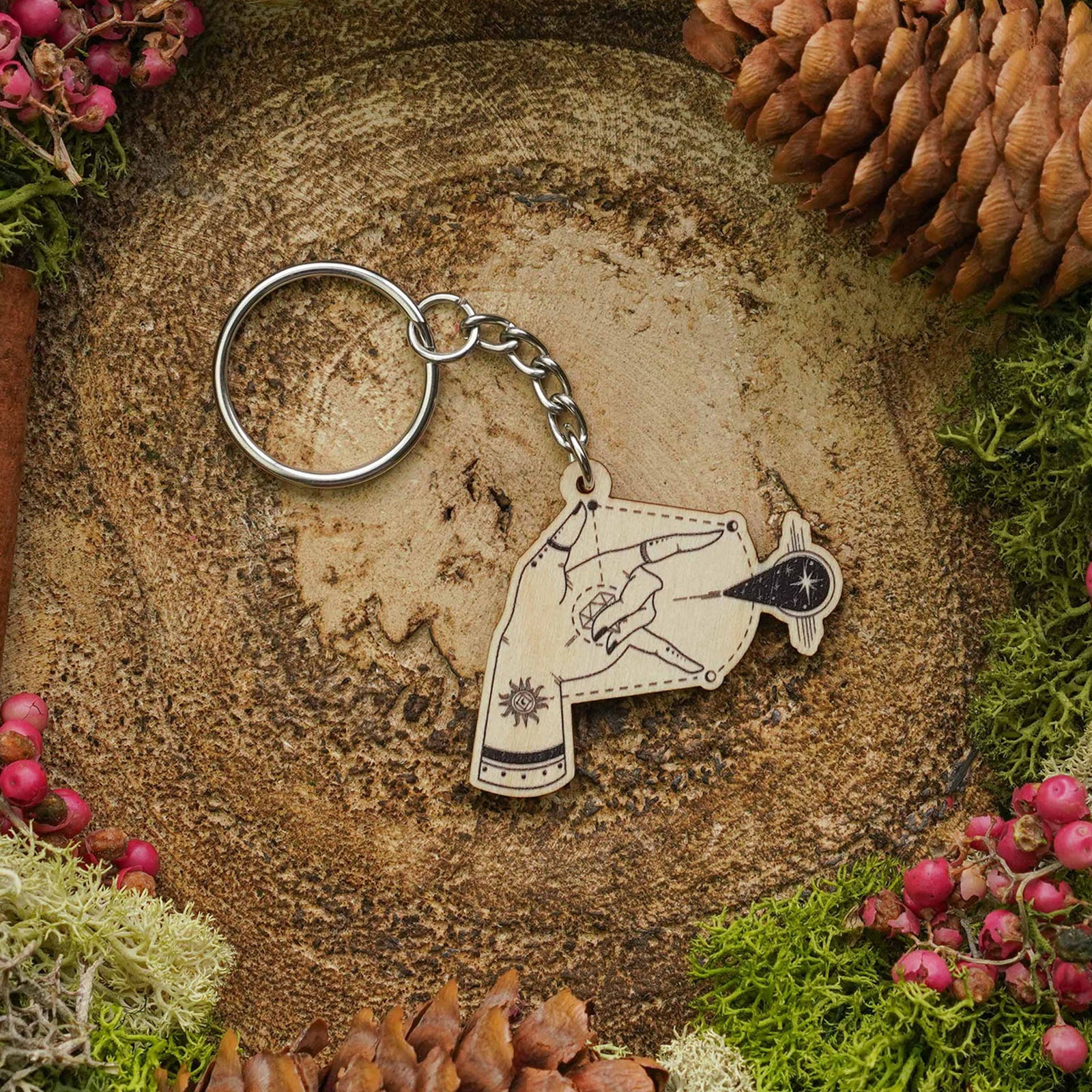 Celestial Chromatic Orb | Wooden Keyring -  - Luffleberry