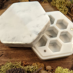 Marble Resin Dice Box | White & Grey Resin | 'B' Grade Dice Box