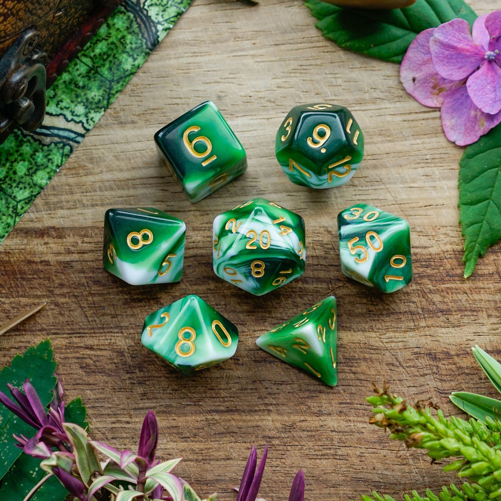 Midori Swirl - Dice Set - Luffleberry