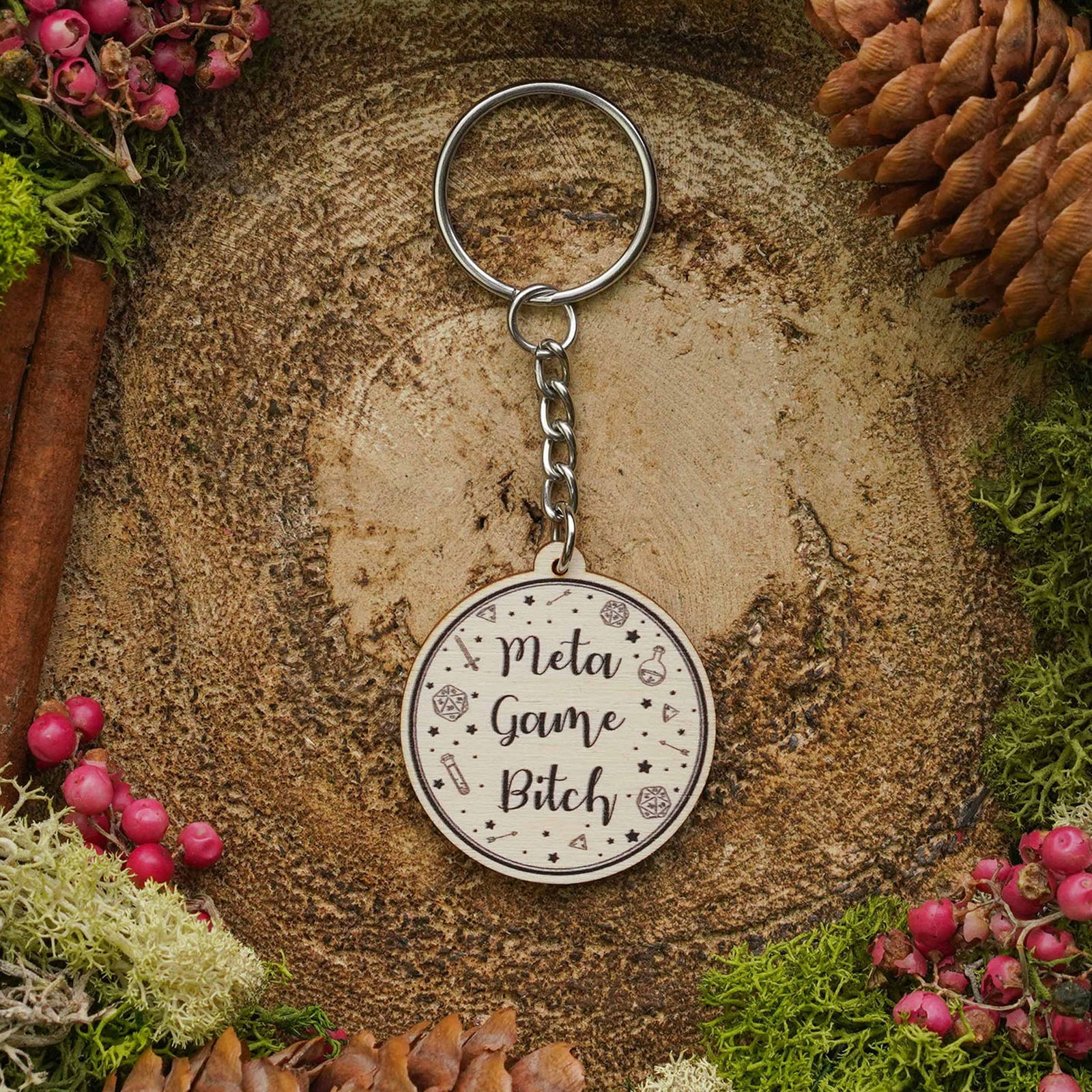 Meta Game Bitch | Wooden Keyring -  - Luffleberry