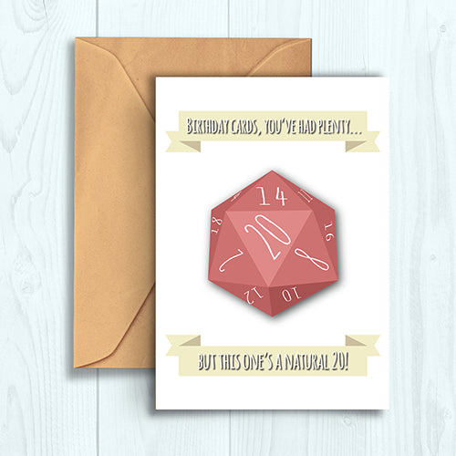 D&D Natural 20 Birthday Card - Card - Luffleberry