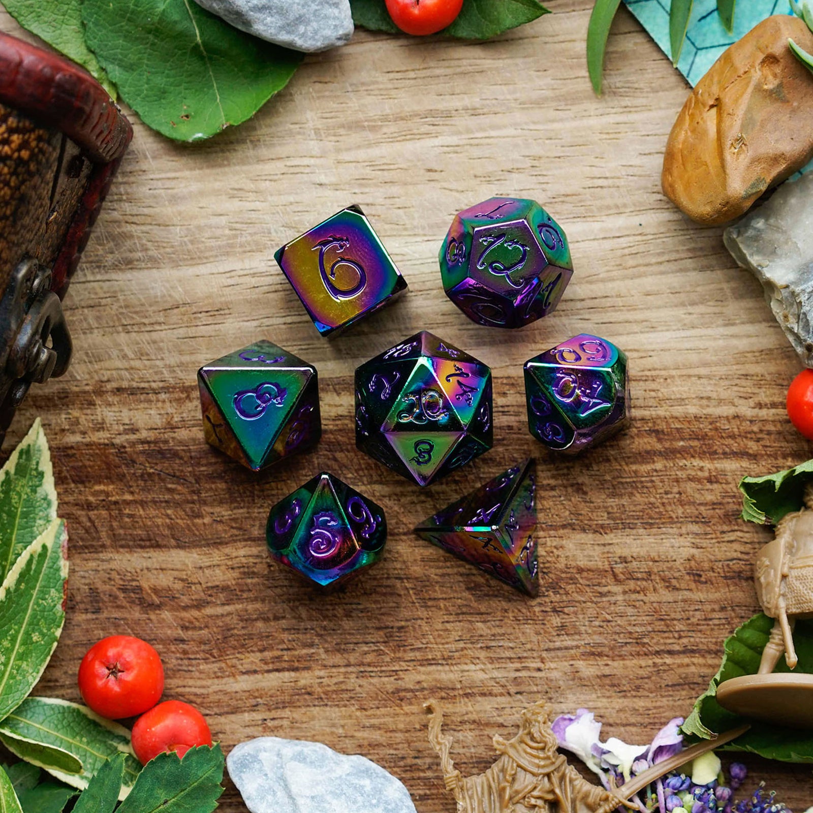 Rainbow Dragon | Metal Dice - Dice Set - Luffleberry